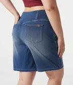 Short baggy grande taille en jean Halara Flex™ Denim taille haute croisée, effet ventre plat, avec poches