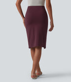 Jupe casual moulante taille haute longueur genou