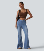 Jean Halara Flex™ taille haute croisé gainant bootcut décontracté avec poches