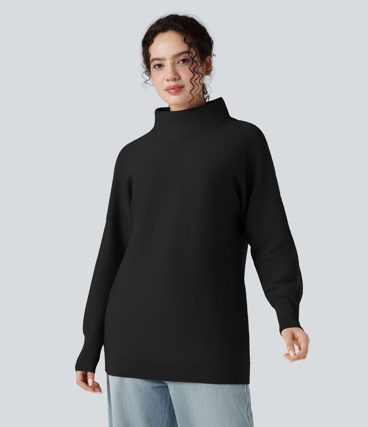 Pull casual col cheminée manches longues