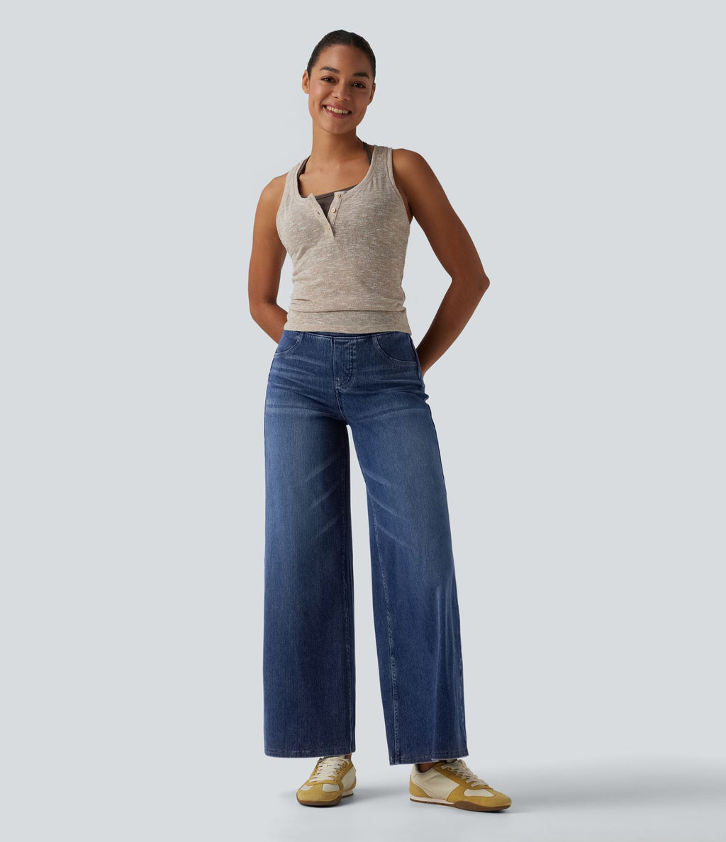 Jean large décontracté Halara Flex™ taille haute gainant avec poches