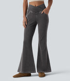 Halara Flex™ - Jean Ultra Evasé Tricot Extensible Lavé Poches Croisées Taille Haute
