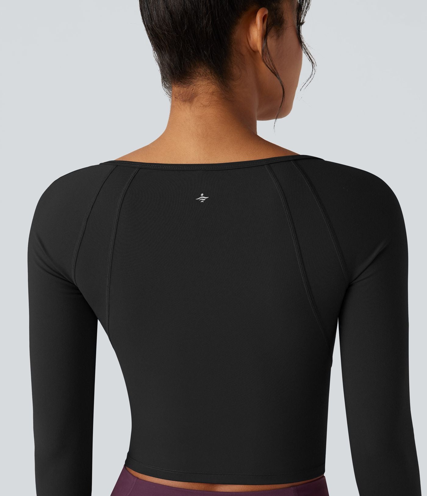 Top de sport yoga SoftlyZero™ Plush col carré manches raglan longues avec trous pouces
