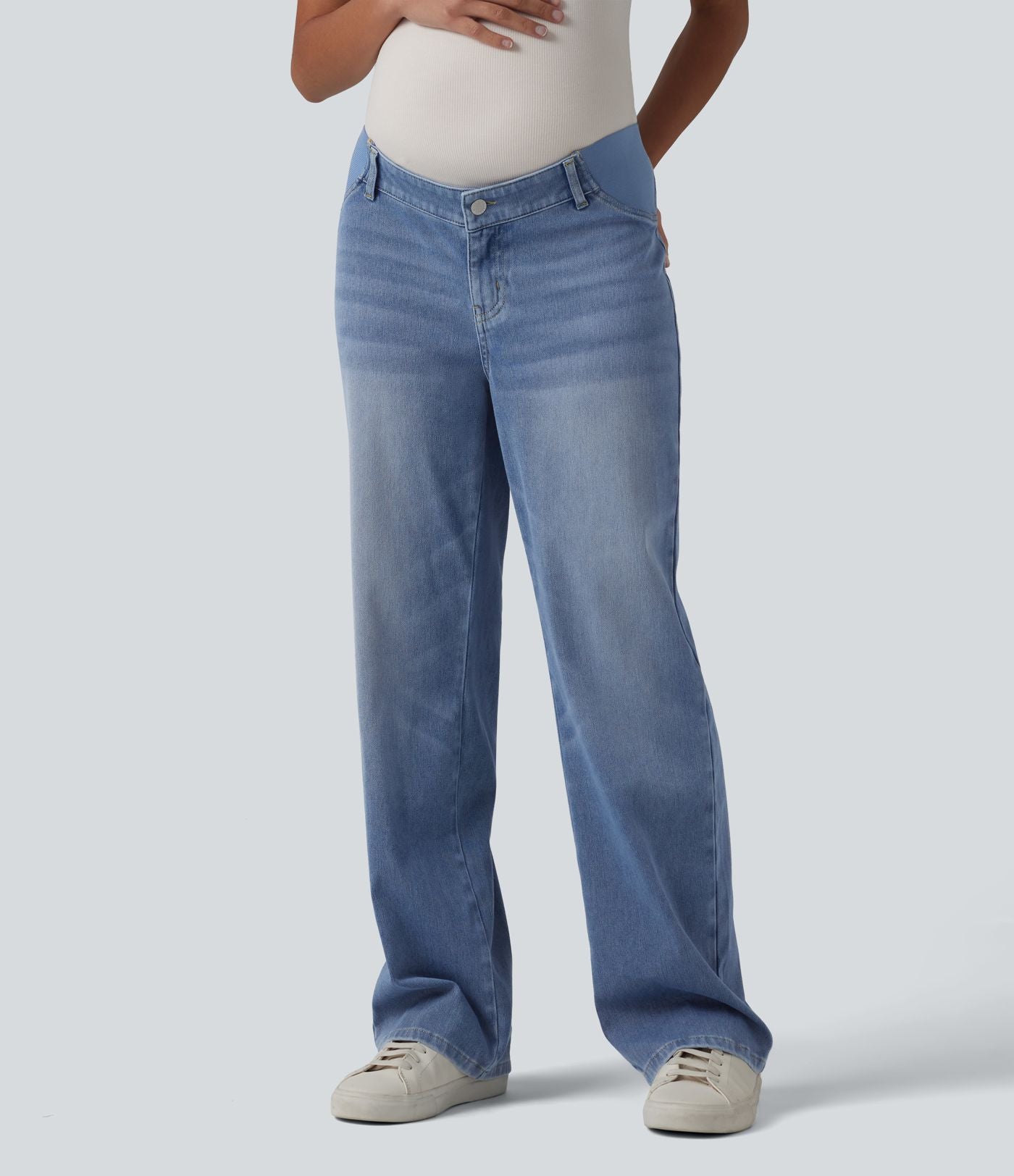 Halara Flex™ Jean droit de maternité décontracté taille mi-haute avec poches