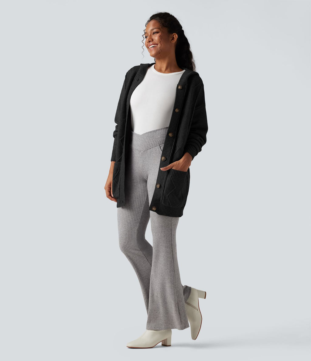 Cardigan à capuche avec boutons et poches