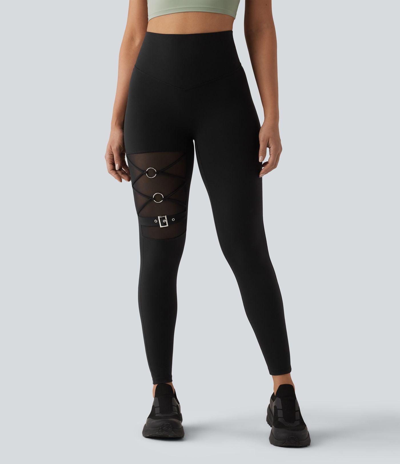 Halara UltraSculpt™ Legging de yoga 7/8 taille haute ventre plat avec maille respirante et boucle