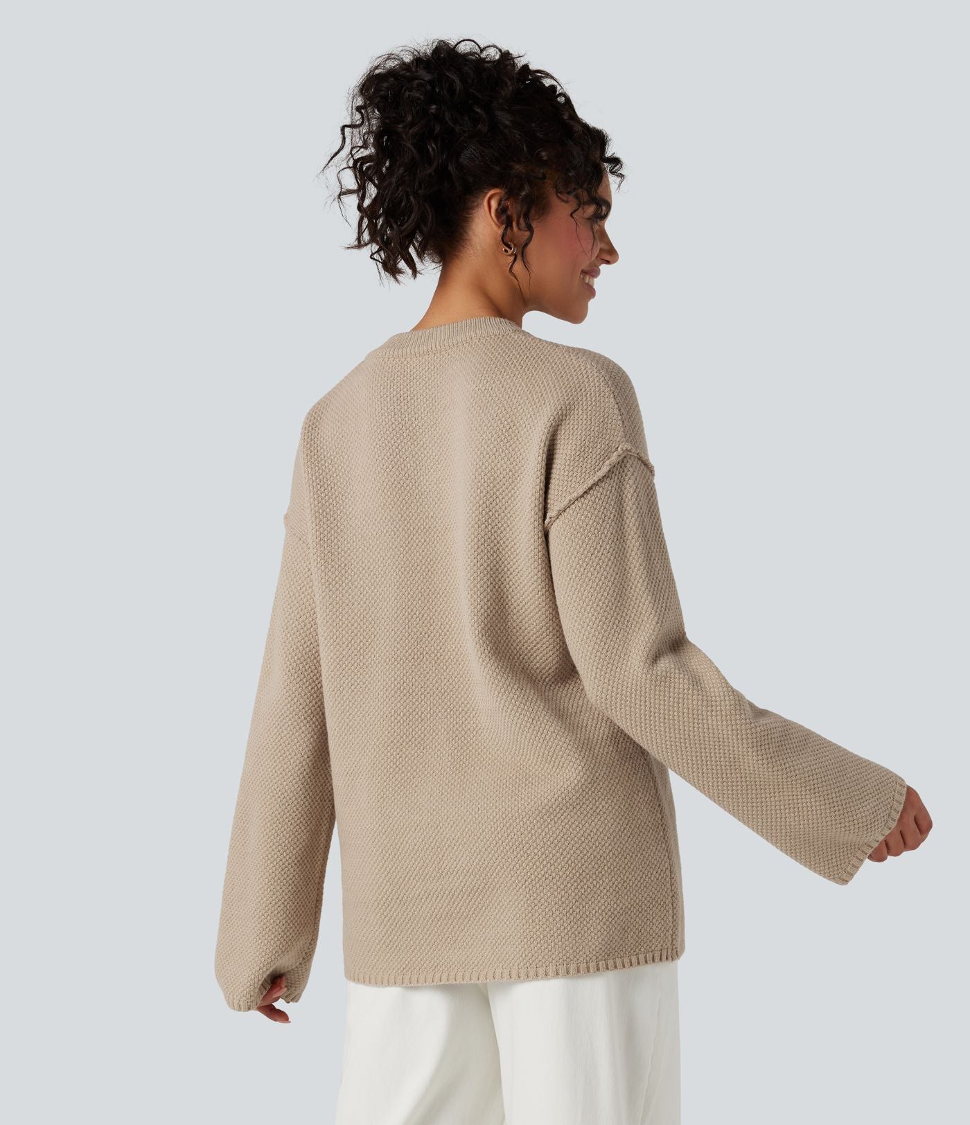 Pull gaufré col Henley manches longues