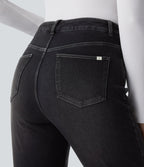 Jean délavé coupe droite taille haute Halara Flex™ Denim Heat avec poches