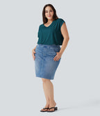T-shirt décontracté grande taille col V manches courtes