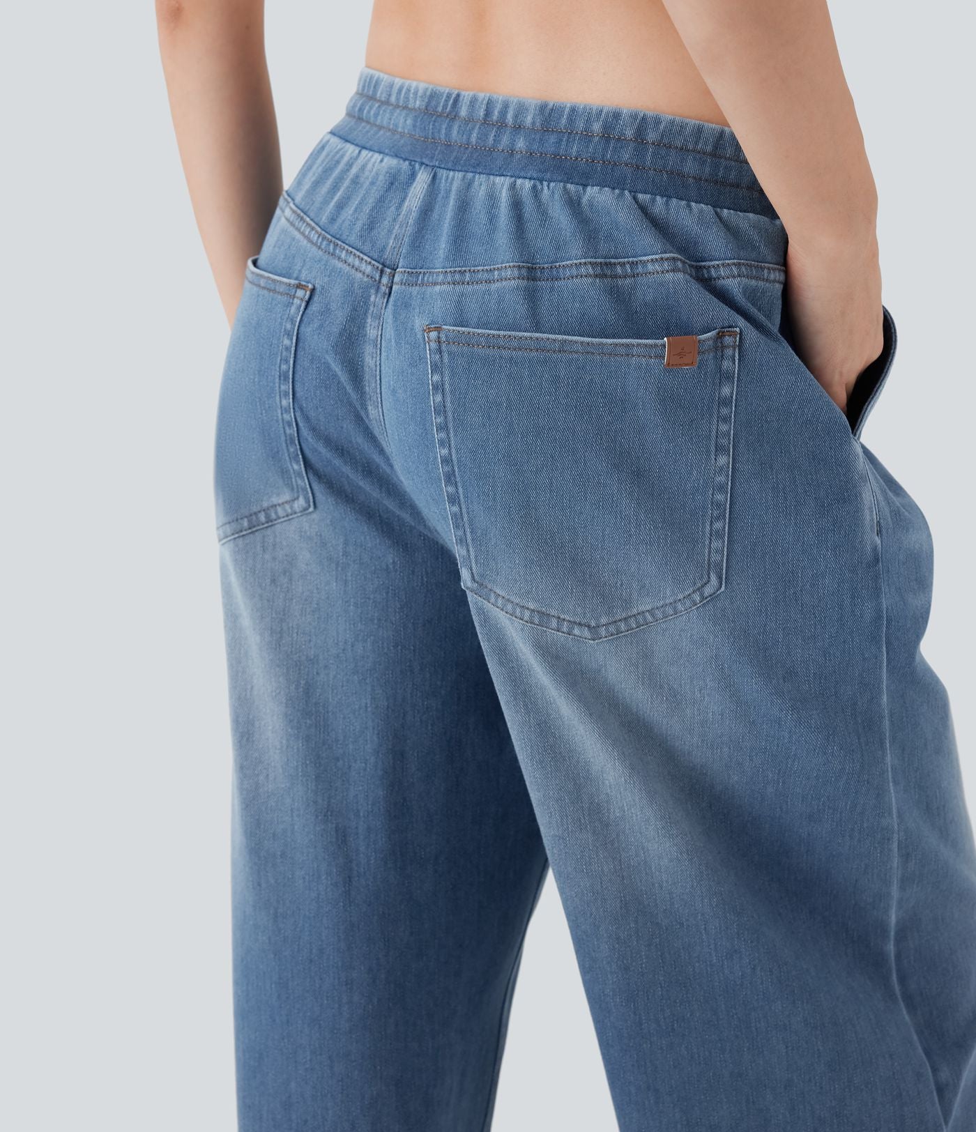 Jean ample en denim extensible à taille basse avec cordon Halara Flex™ avec multiples poches