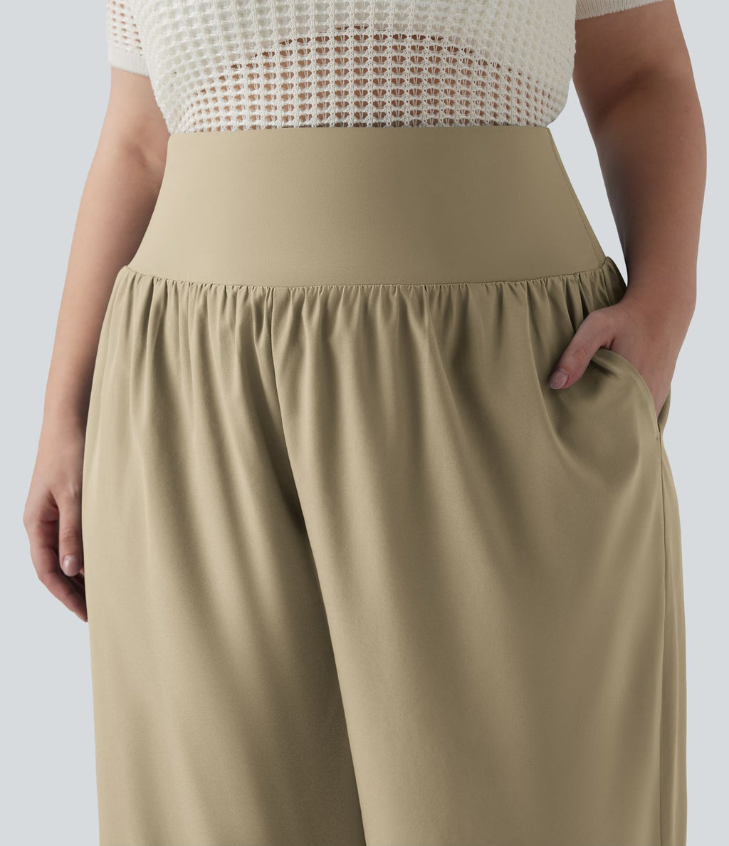 Pantalon capri grande taille Breezeful™ taille haute gainant à ourlet arrondi séchage rapide avec poches