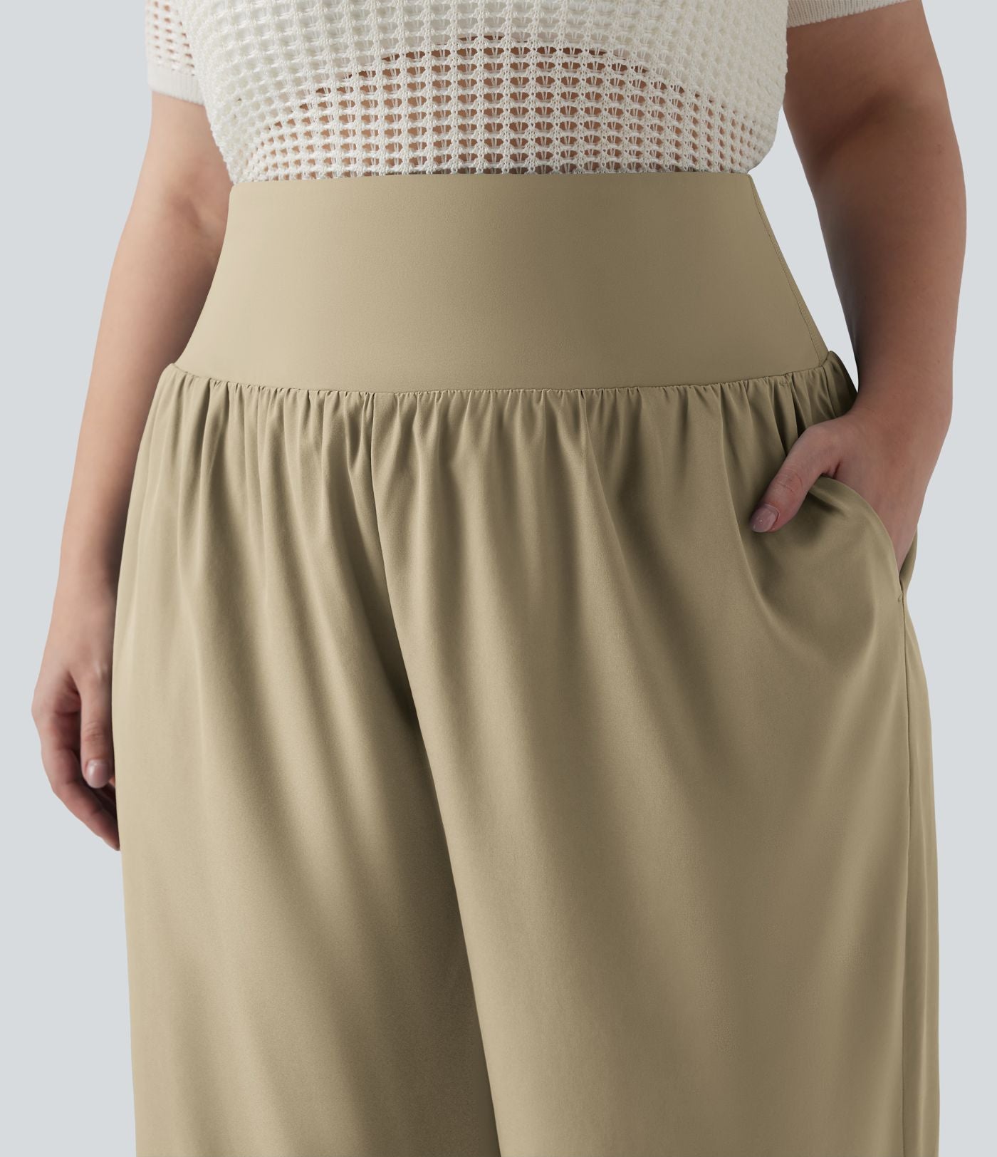 Pantalon capri grande taille Breezeful™ taille haute gainant à ourlet arrondi séchage rapide avec poches