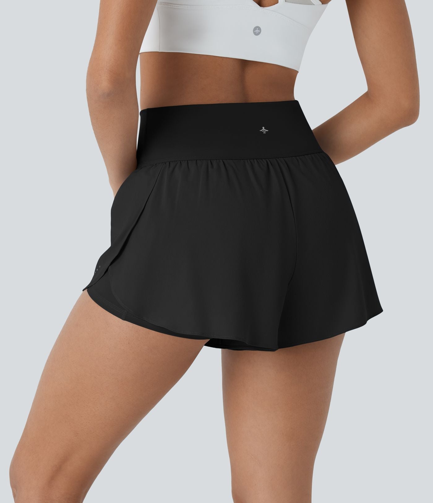 Softlyzero™ QuickDry Short de course à pied 2-en-1 taille haute à ourlet croisé avec pois réfléchissants et poches latérales