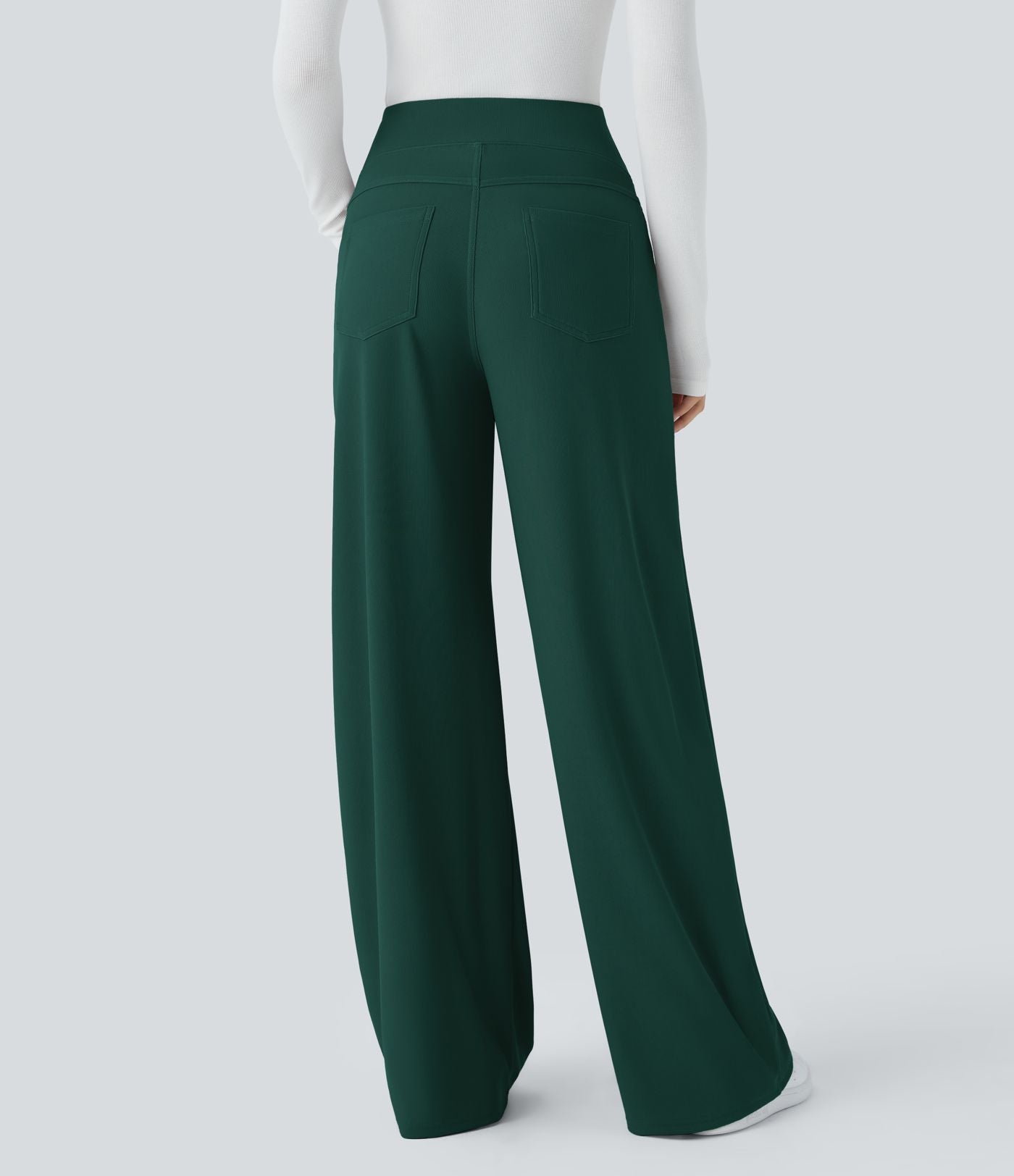 Pantalon tailleur large gainant taille haute en micro-gaufré avec poches Halara Flex™