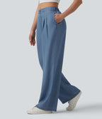 Jean large décontracté taille mi-haute en lyocell avec poches
