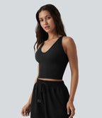 OneForm Seamless Flow Débardeur de yoga crop dos nu croisé décolleté en V profond avec soutien-gorge intégré