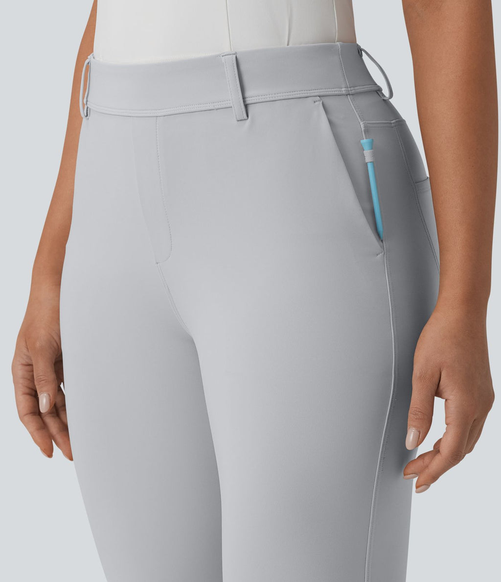 Pantalon de golf slim taille mi-haute séchage rapide avec poche pour tee, UPF 40+