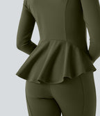 Veste ajustée col montant zippée avec passants pouces et ourlet à volants DayStretch avec poches