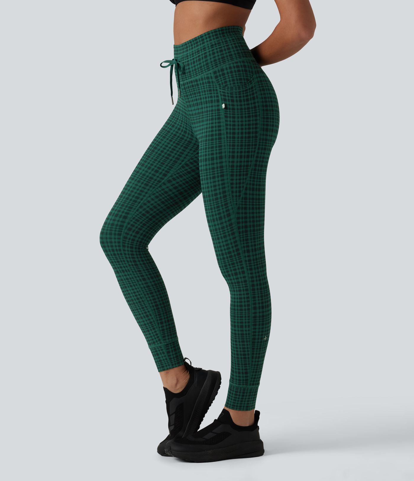 Legging de yoga Halara UltraSculpt™ taille haute avec cordon de serrage imprimé carreaux avec poches