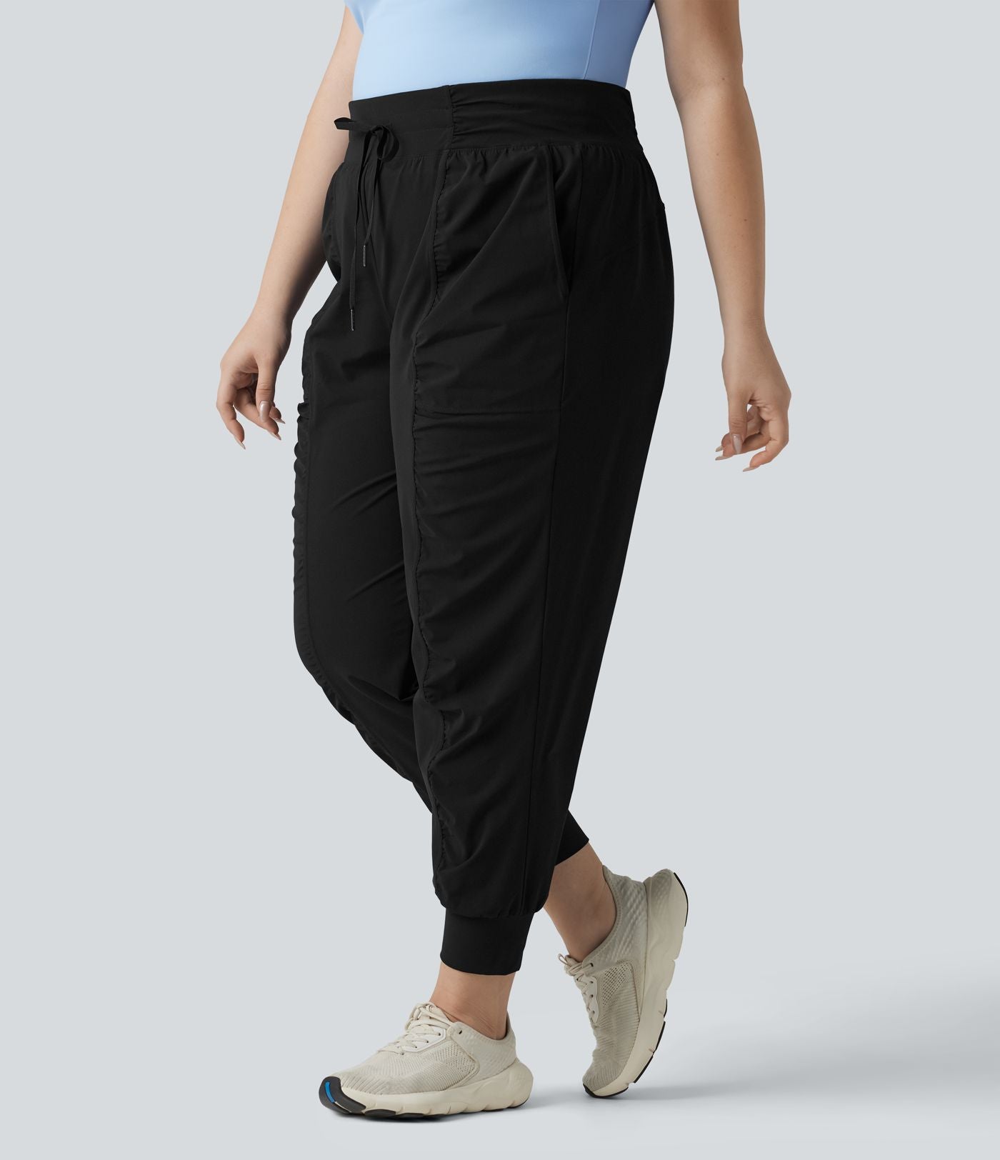 Jogging danse grande taille effet frais InstantCool à taille haute à cordon de serrage froncé et fuselé séchage rapide avec poches, protection solaire UPF40+