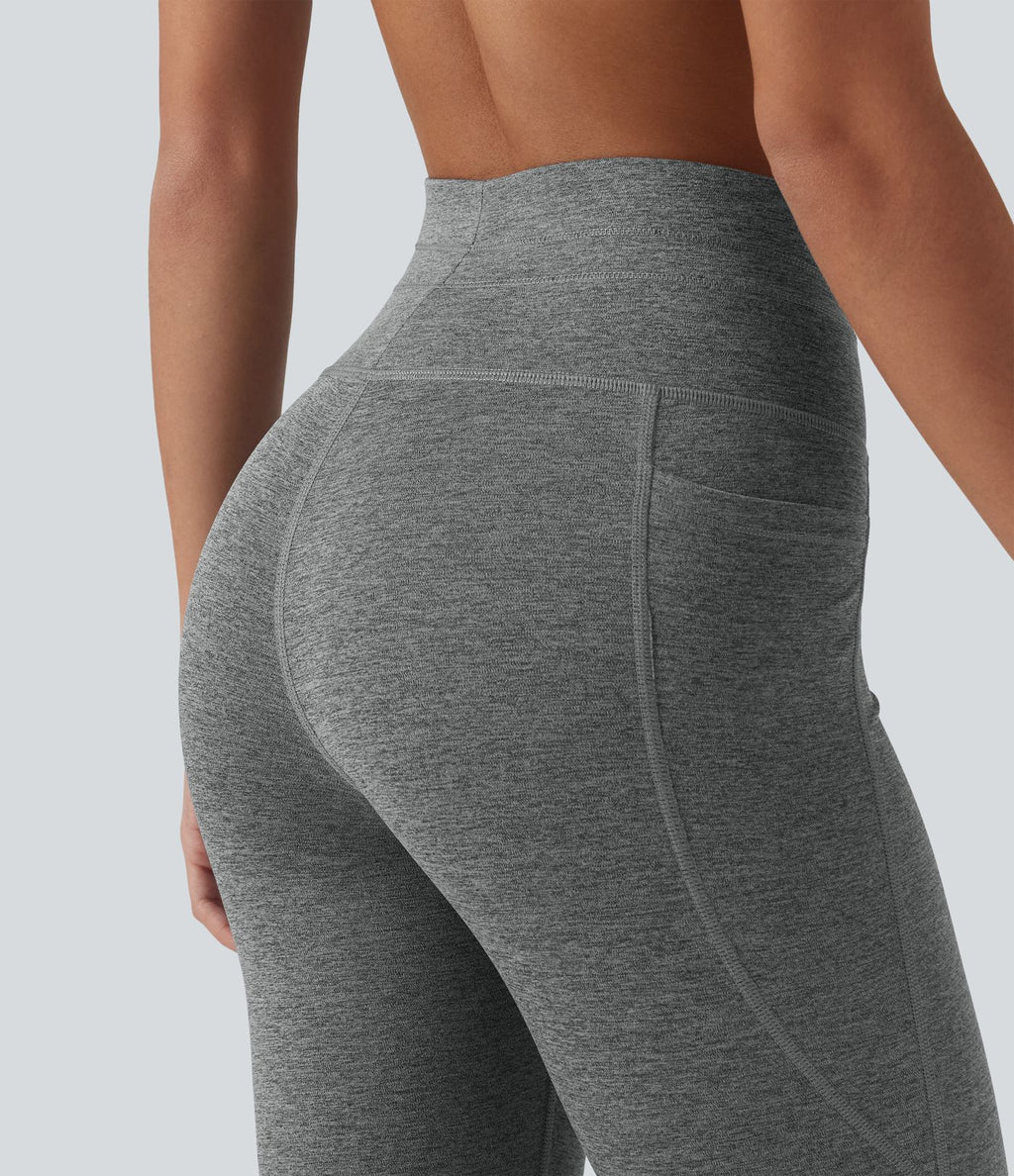 Legging 7/8 de yoga chiné taille haute séchage rapide avec cordon de serrage Halara UltraSculpt™ et poches