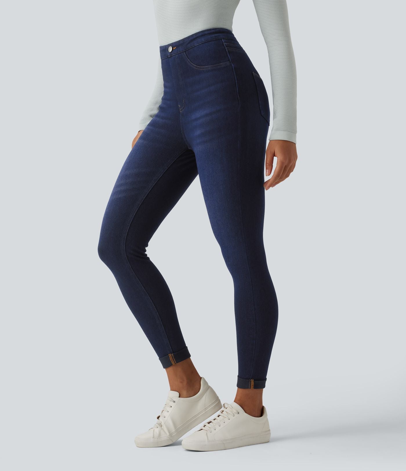 Legging 7/8 casual denim Halara Flex™ gainant taille haute avec poches