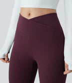 Pantalon décontracté évasé en maille gaufrée, taille haute, avec poches croisées
