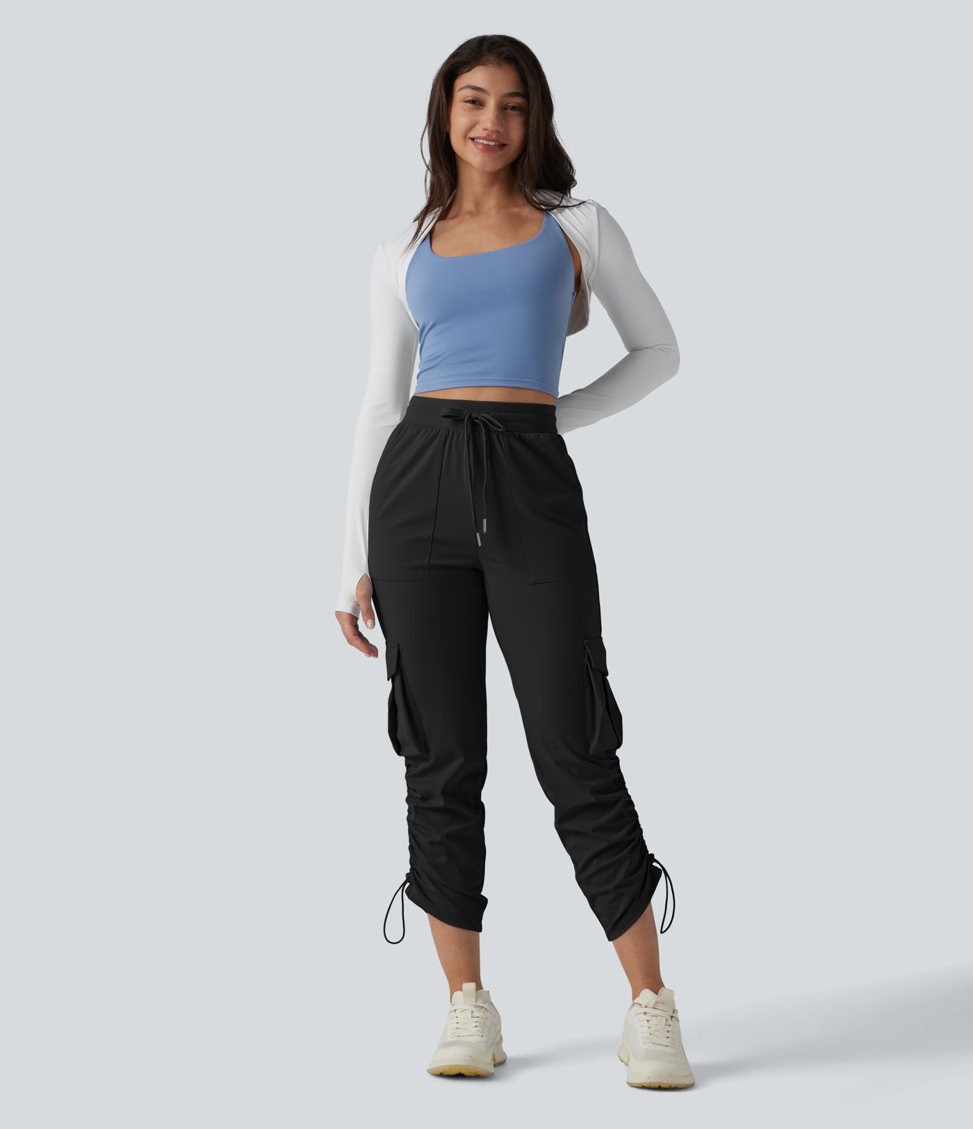 Pantalon cargo de sport SoftlyZero™ Airy taille mi-haute à cordon de serrage, effet frais, avec poches, protection solaire UPF50+