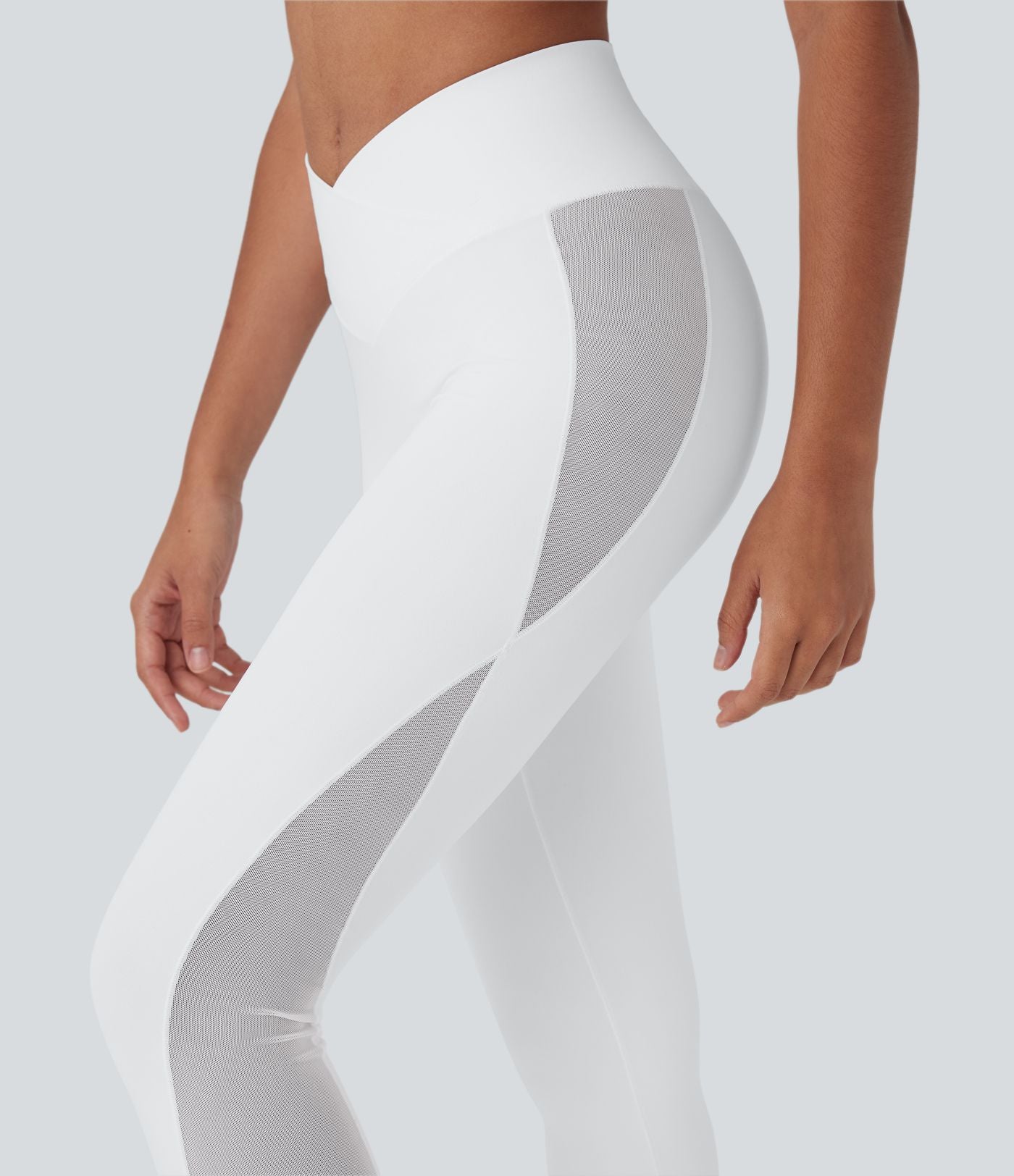 Legging de yoga Softlyzero™ taille haute croisé avec filet contrasté, poche et protection UPF50+