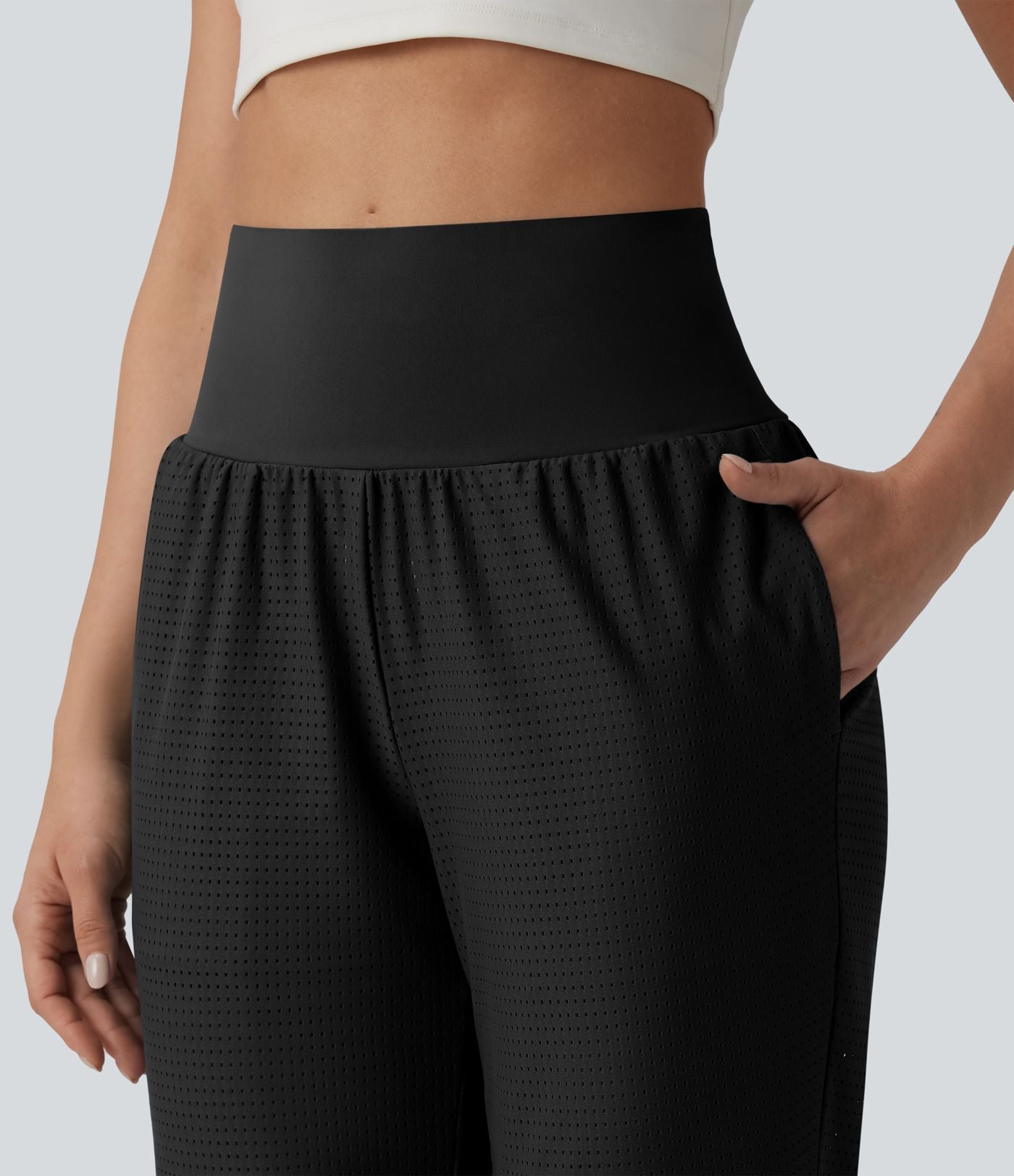 Jogging de yoga gainant taille haute avec œillets avec poches