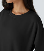 Sweat-shirt décontracté en polaire, col rond, manches longues, poches latérales, coupe oversize