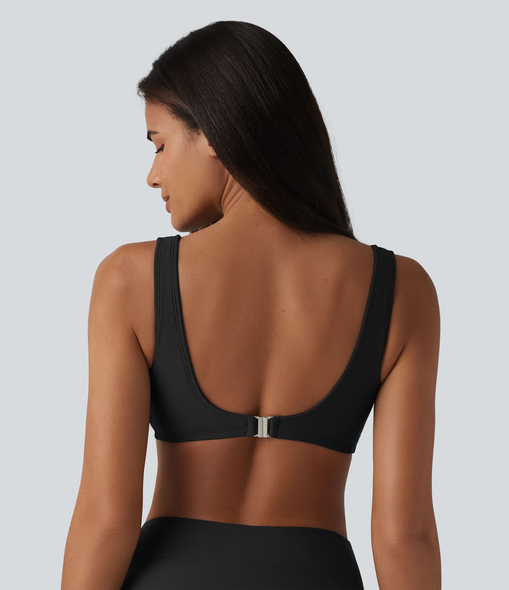 Haut de bikini brillant à col en V, bonnets E-G