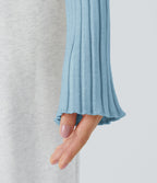 Pull Décontracté à Col Rond, Manches Longues et Volants