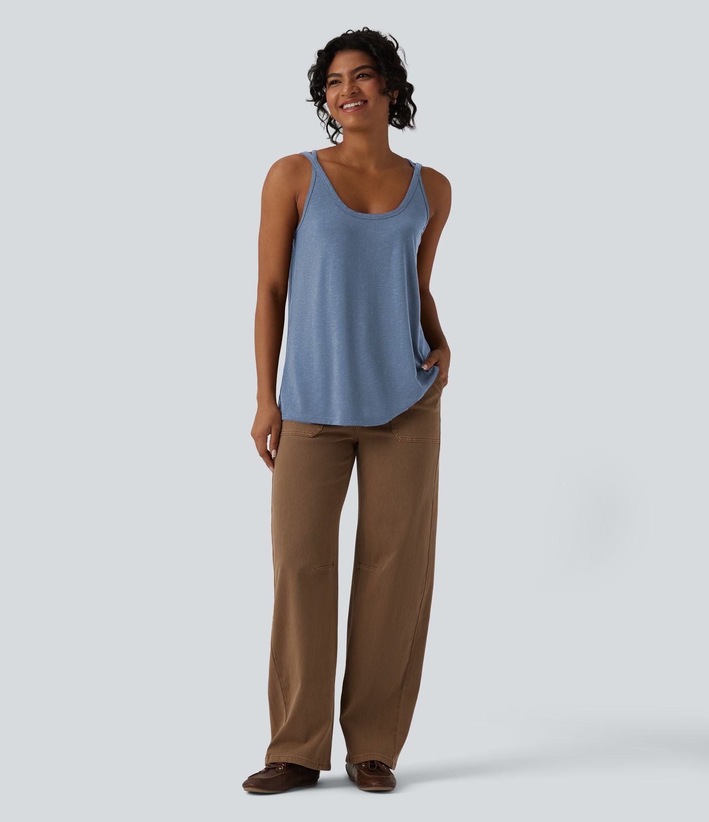 Débardeur casual col U coupe ample