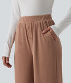 Pantalon de détente taille haute avec poches
