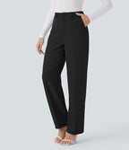 Pantalon tailleur droit à taille haute avec poches latérales