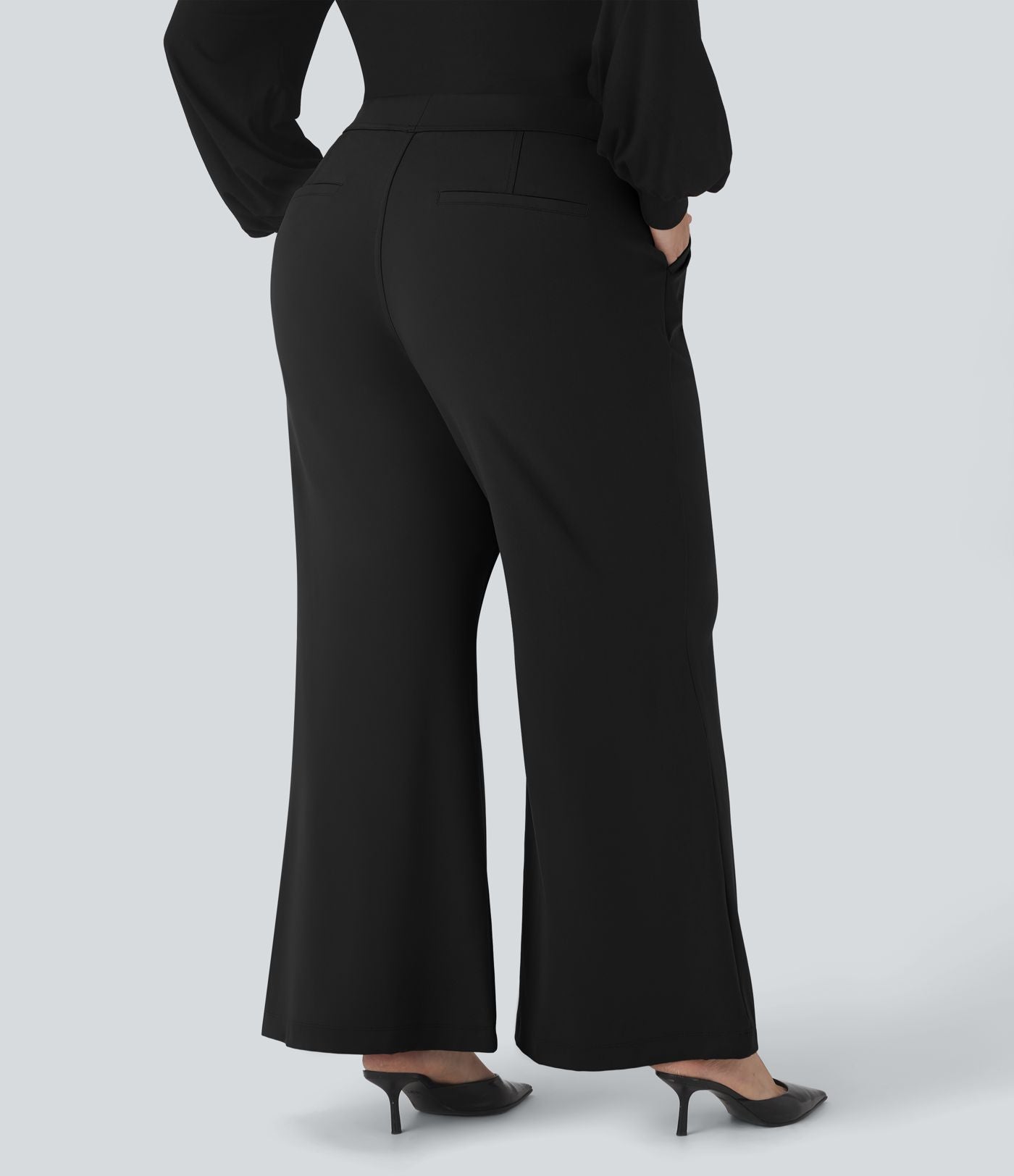 Pantalon tailleur évasé grande taille taille haute Halara Flex™ DayStretch avec poches