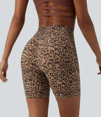 Short cycliste d'entraînement taille haute gainant effet push-up imprimé léopard 17,5 cm Halara UltraSculpt™ avec poches