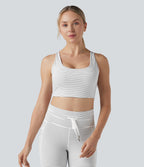 Brassière de sport yoga soutien léger col U découpes à rayures bonnets E-G