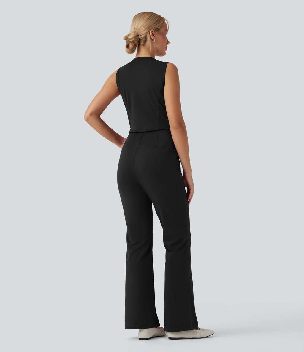 Combinaison bootcut col V sans manches avec poches - Édition Easy Peasy
