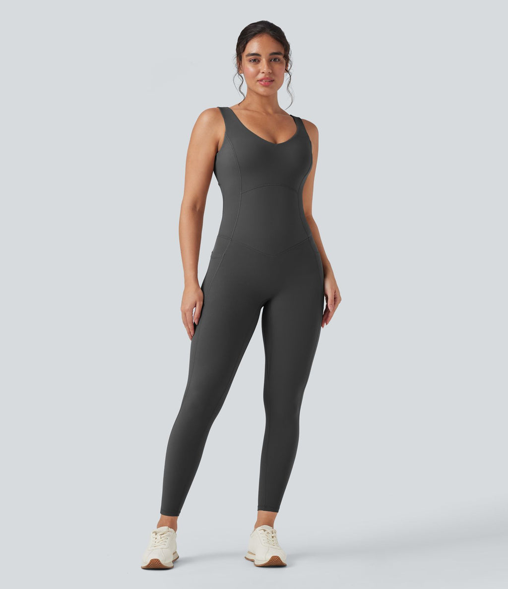 Combinaison de sport Halara UltraSculpt™ col V gainante push-up à poches