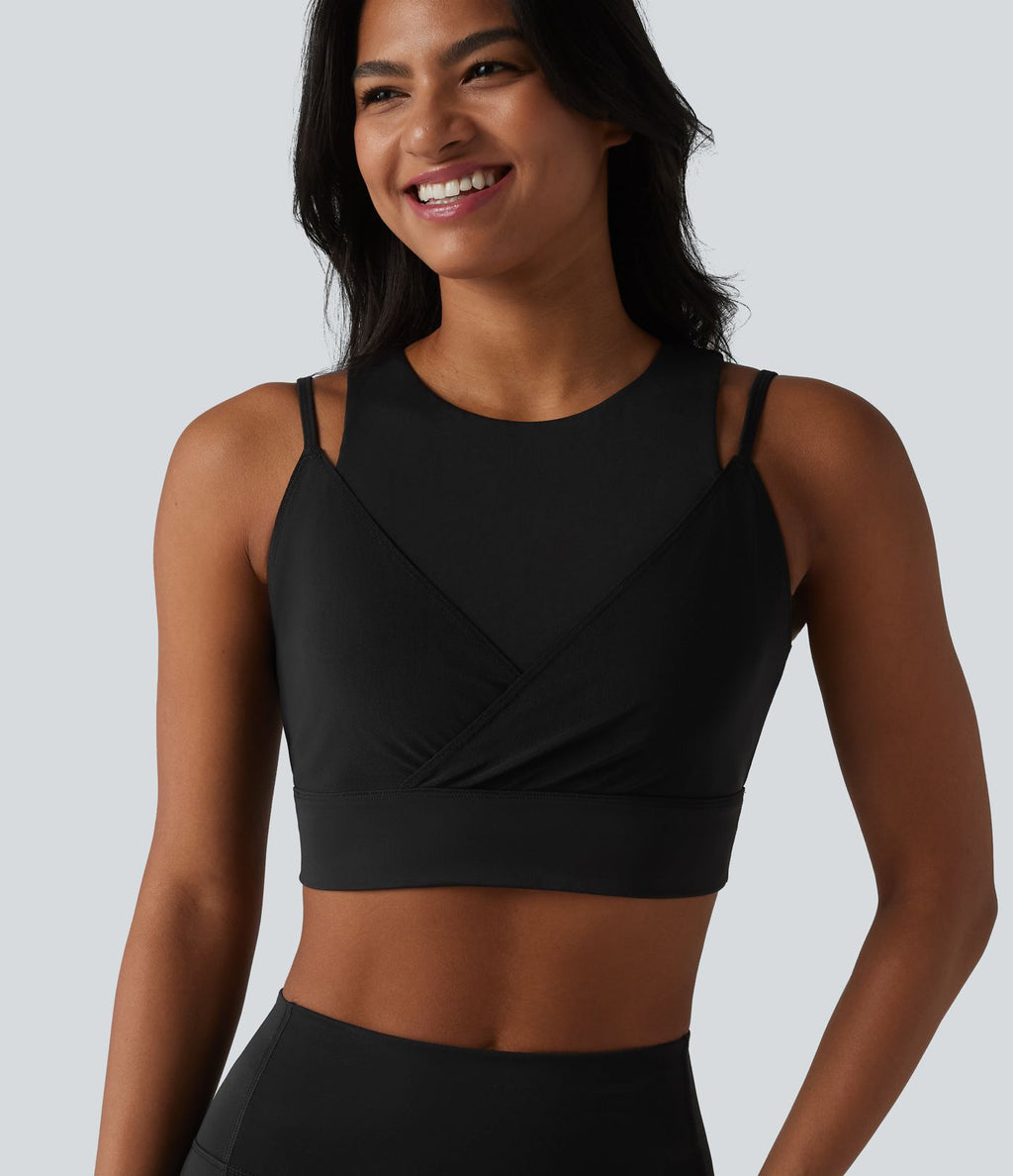 Brassière de sport SoftlyZero™ Airy à maintien léger, croisée, en mesh respirant, 2-en-1, avec brassière intégrée, à effet frais InstantCool, protection solaire UPF50+