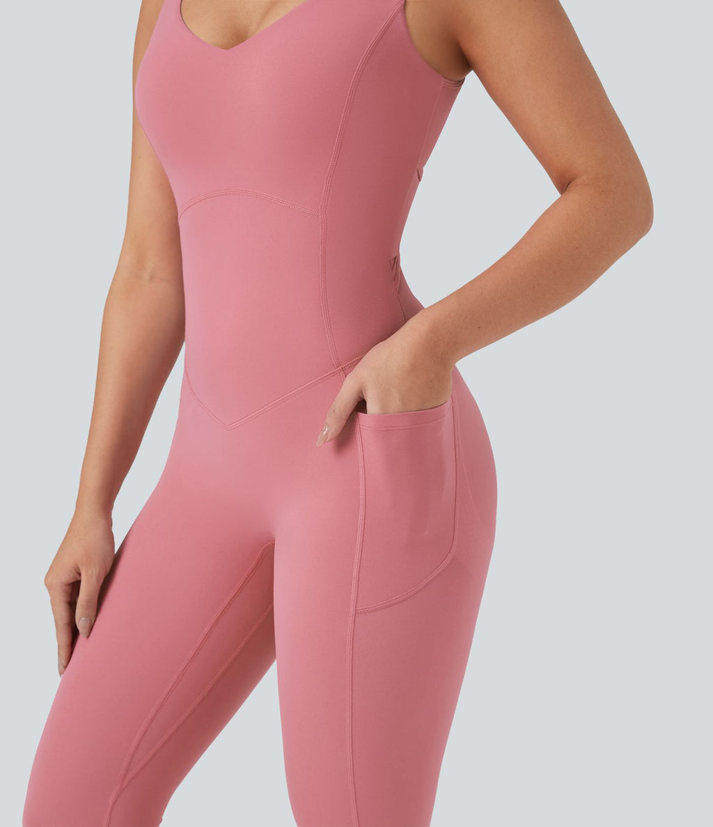 Combinaison de sport Halara UltraSculpt™ col V gainante push-up à poches