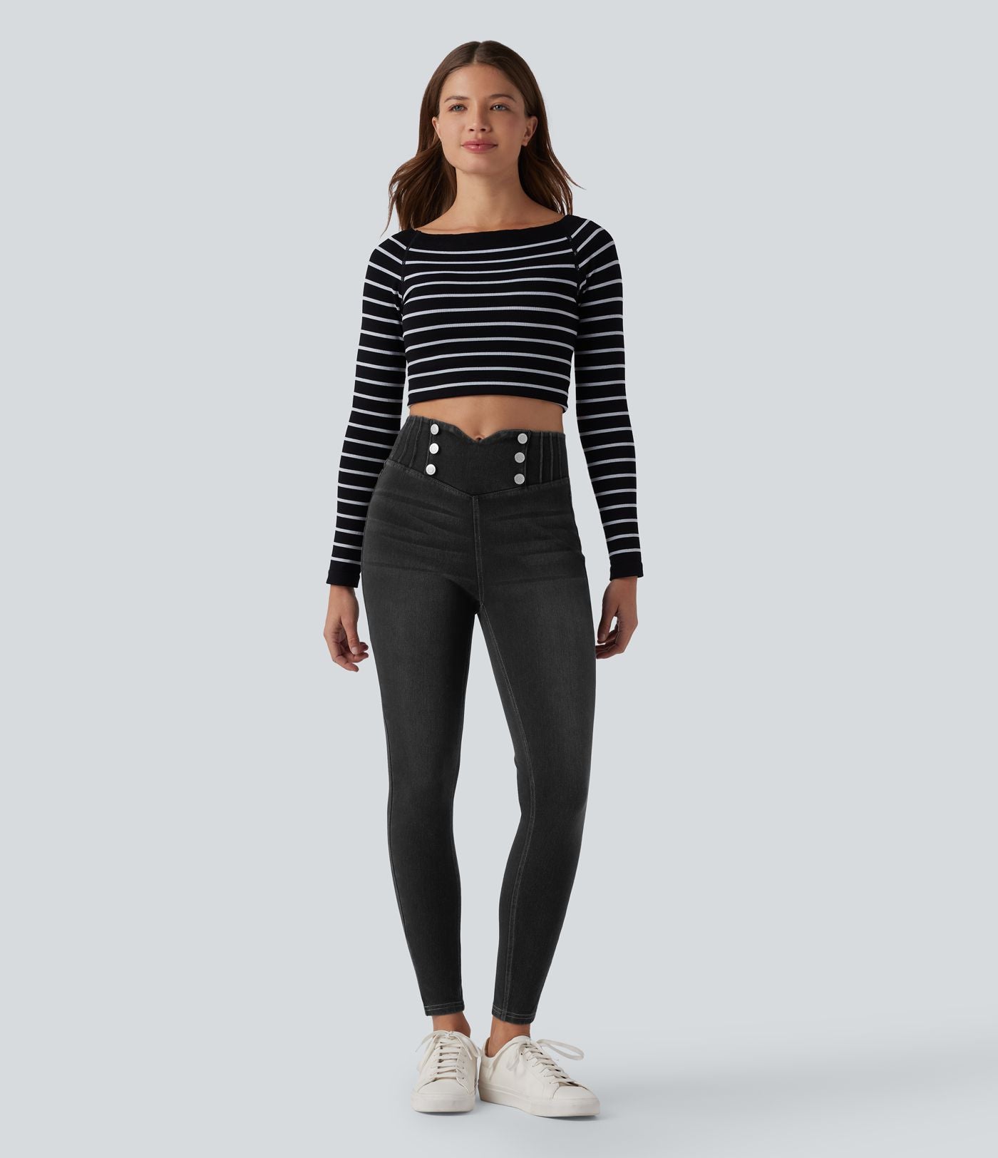 Legging 7/8 skinny en denim Halara Flex™ taille haute gainant avec poches