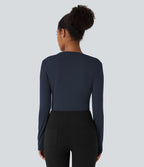Cowl Neck Ruched Long Sleeve Slim Work Top