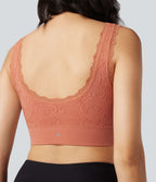 Brassière de sport yoga maintien léger col U en dentelle sans couture OneForm Seamless Flow