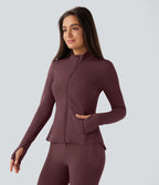 Veste d'équitation ajustée Softlyzero™ avec col montant, passe-pouces, poches, plis et fermeture éclair - Protection UPF50+