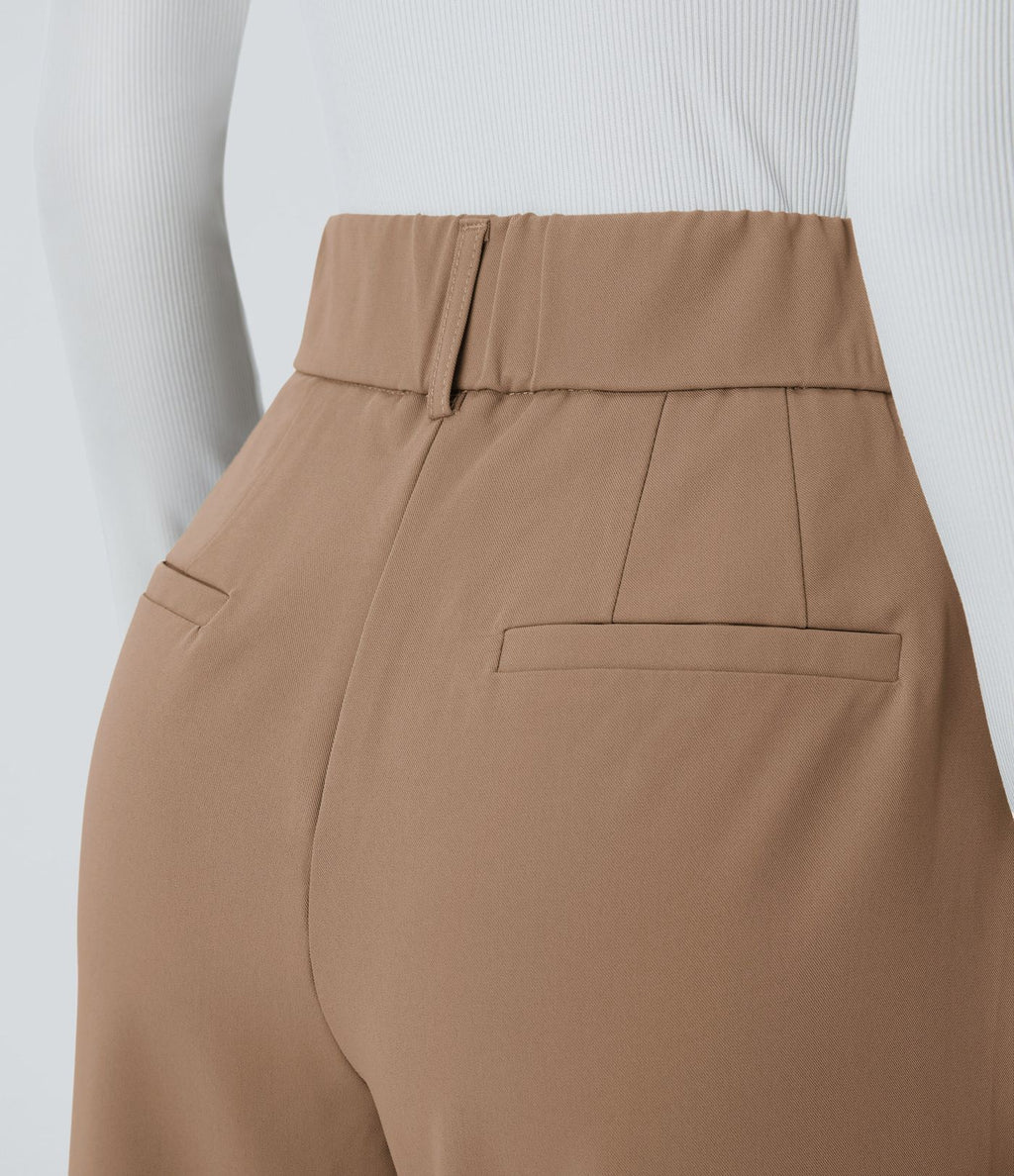 Pantalon tailleur Halara Flex™ fuselé uni, taille haute, avec poches