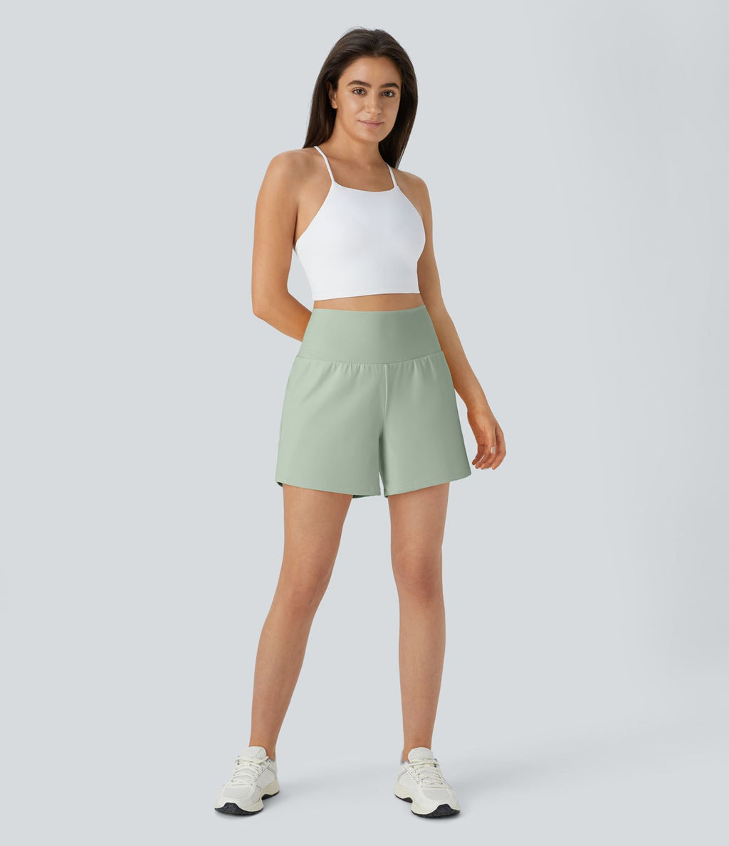 Short yoga 2-en-1 SoftlyZero™ Airy effet frais InstantCool taille très haute 12,5 cm avec poches, longueur allongée