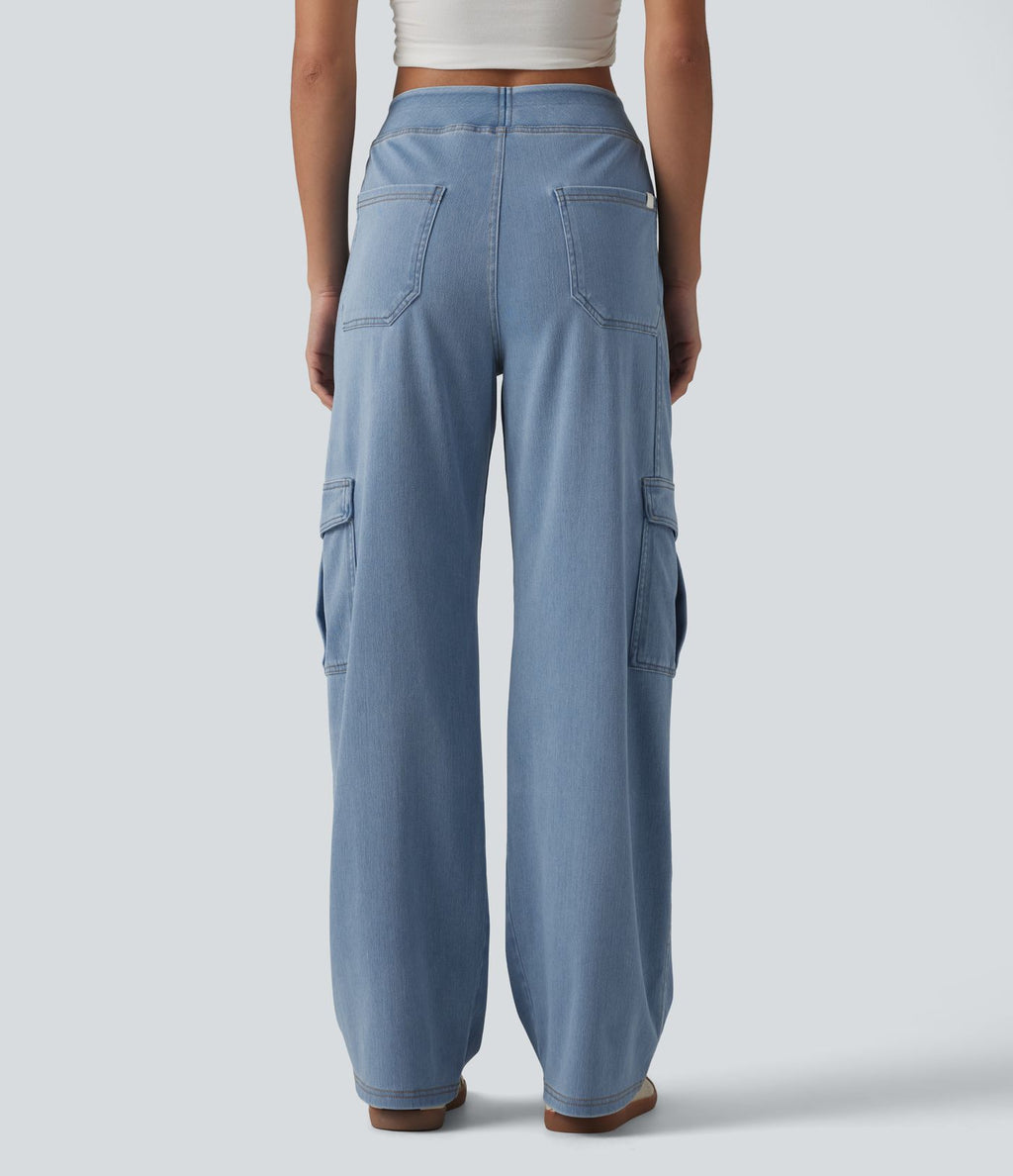 Halara Flex™ Taille Mi-Haute Multiples Poches Jambe Droite Jean Cargo Décontracté Extensible